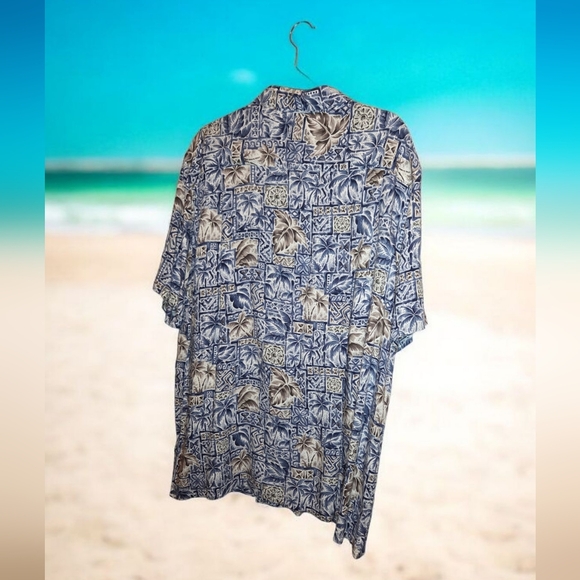 Campia, Tropical Print Men's Casual Button Up Shirt, EUC - Picture 2 of 4